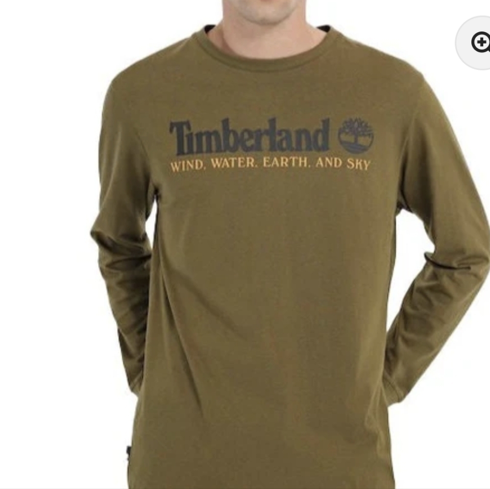 New Timberland Men's Logo Green Long Sleeve cotton Tee Size XL